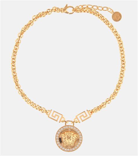 versace necklace with swarovski crystals|Icon Medusa necklace in gold .